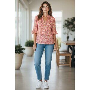 CECE Women Floral Pink Blouse 2X